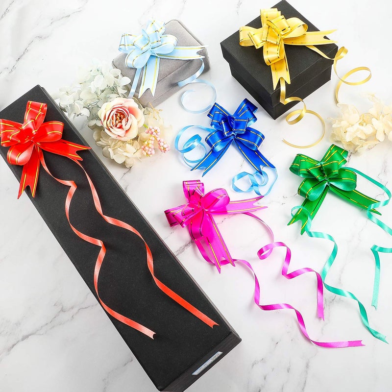 WILLBOND 240 Pieces Pull Bows Decorative Assorted Colors Gift Wrap Ribbon Pull Bows for Christmas Wedding Party Birthday Car Holiday Presents Bags Baskets Bottles Decorations, Random Color - Image 4